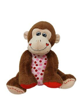 Dan Dee Collectors Choice Plush Monkey Polka Dot Tummy Heart Cheeks 10" T#D-36
